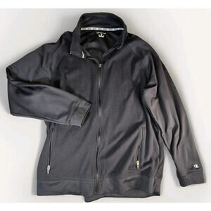 Champion Full Zip Athletic Jacket Mens XL Black Training Track Sweatshirt